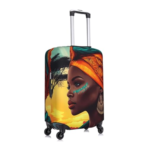 Africa Blakc Women Art Elastic Travel Luggage Cover, Washable Spandex Suitcase Protector, Anti-Scratch Fits 18-32 Inch3