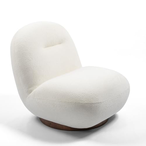 SweetSnuggle Larger Luxury Modern Swivel Accent Chair, Tight Back Ice Flower Velvet Sofa, Minimalist Style Comfy Single Cloud Armless Cozy Chair for Living Room Apartment Reception Space