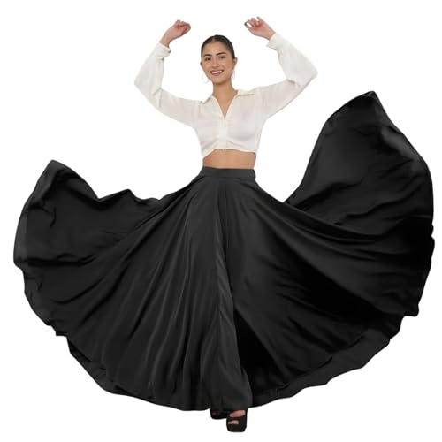 Image of JYESHTA Women's American Crepe Flared A Line Stitched Long Skirt with 12 Mtr Flare 40 in Height | Skirts for Women Long Length | Long Skirts for Girls