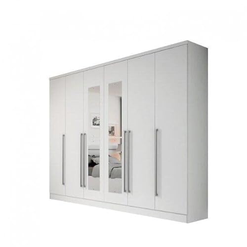 Guarda Roupa Casal com Espelho 6 Portas Sevilla Tcil Móveis Neve
