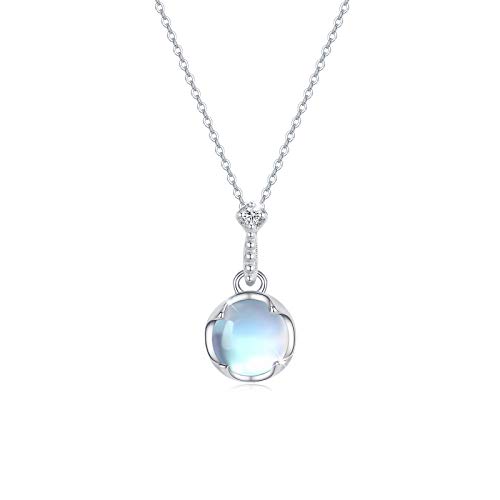 CUOKA MIRACLE Collier de pierre de lune pour femmes 925 argent Sterling arc-en-ciel synthétique collier de pierre de lune pierre de lune bijoux cadeaux pour filles enfants (B)
