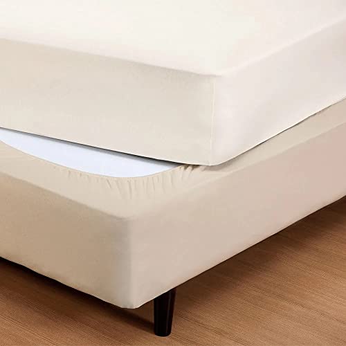 Saia Fit Box Queen Size com Elástico 100% Algodão Amêndoa