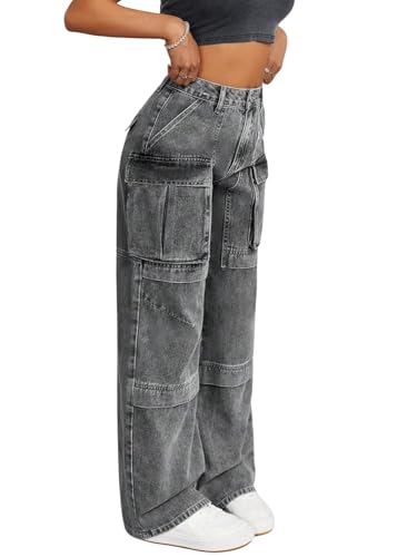 GRECIILOOKS Women Cargo | High Rise Baggy Jeans for Stylish Denim...