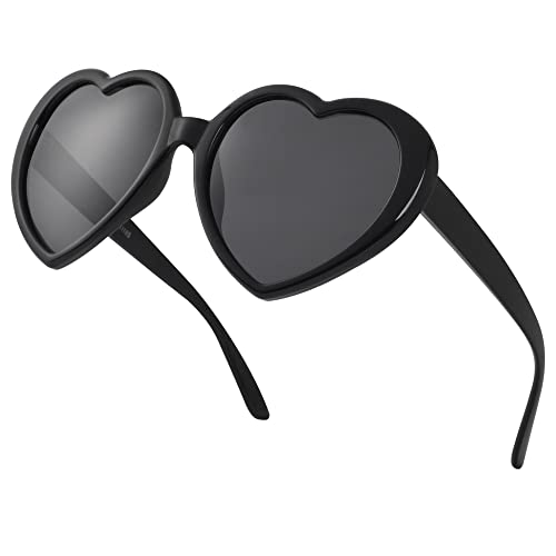 Image of Polarized Heart Shaped Sunglasses for Women Girls Retro Oversized Sun Glasses Red Heart Glasses Cute Eyewear