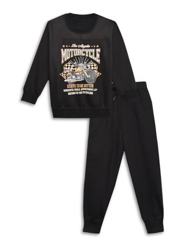 Image of Mack Jonney Printed Round Neck Cotton Fleece Tracksuit Co-Ord Set for Kids-MACK38380