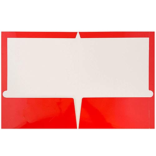 Jam Paper Laminated Two Pocket Glossy School Folders - Letter Size - High Gloss Red - 6/Pack #TOP3