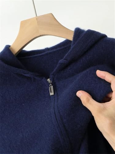 Men's Winter Cardigan 100 Percent Merino Wool Casual Hooded Open Stitch Solid with Pockets Thick Knit4
