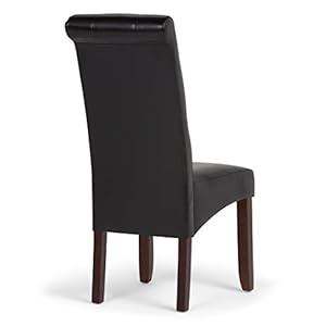 SIMPLIHOME Cosmopolitan Parson Dining Chair Set of 2 Midnight Black Faux Leather and SOLID WOOD Square Upholstered For the Dining Room Contemporary Modern