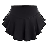 ODASDO Women's Pole Dance Outfit Rave Shorts Ruffle Panties Skirt Electric Forest Festival Clothes High Waist Booty Bottoms Hot Pants Swimsuit Yoga Workout Active Fitness EDM Clubwear Black M