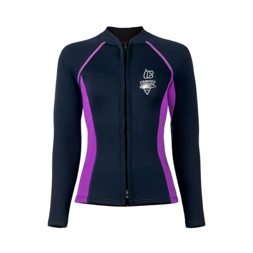 Yruioon Veste Néoprène Femme 3mm Thermique Manches Longues Veste De Plongée Rashguard avec Fermeture Éclair pour Nager Plonger Surfer Snorkeler Bleu foncé M