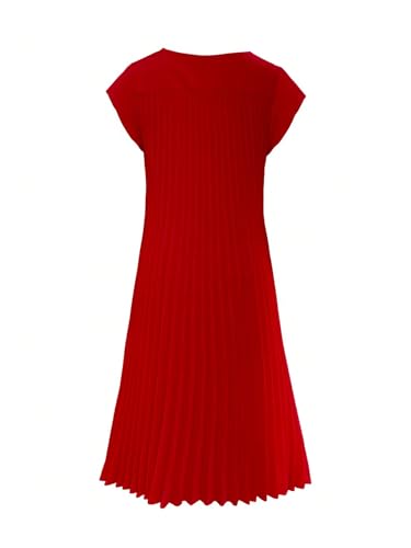 Image of GORGLITTER Women's Pleated Flowy Chiffon Church Dresses Elegant Summer Short Sleeve Wedding Guest Maxi Dress Outfits
