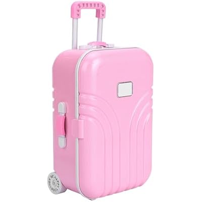 Semme Dolls Travel Suitcase, Mini Size Trolley Case with Open and Close Carry On Luggage Simulation Rolling Suitcase Toy