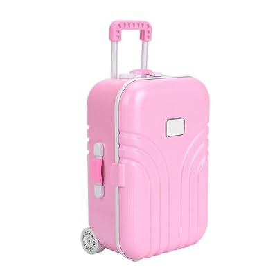 Semme Dolls Travel Suitcase, Mini Size Trolley Case with Open and Close Carry On Luggage Simulation Rolling Suitcase Toy