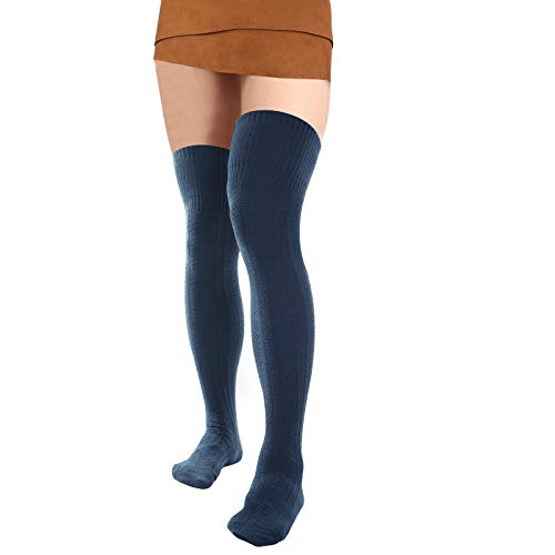 image for Moon Wood Women Thigh High Socks Extra Long Cotton Knit Warm Thick Tal