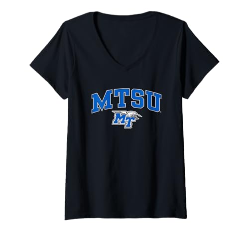 Womens Middle Tennessee State Blue Raiders Arch Over V-Neck T-Shirt