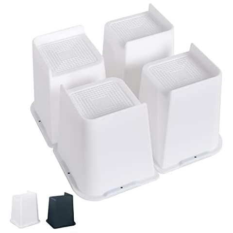 Affogato Bed Risers, 4 Pack 6 Inch Heavy Duty Furniture Risers, Table Leg Extenders, Bed Lifts Fits to Bed, Chair, Desk, Cabinet, Sofa, Couch, Tables, Support up to 5000 Lbs (White) Cover