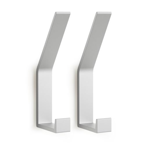 PDGROW® Ganci appendiabiti 2 pezzi, ganci per asciugamani per forare (viti invisibili!), Appendiabiti da parete moderno per giacche, cappotti, vestiti, sciarpe, borse e altro ancora (argento)