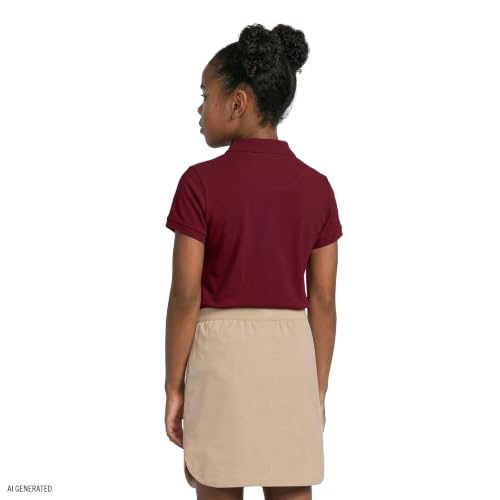 Image of IZOD Girls' School Uniform Short Sleeve Polo Shirt, Button Closure, Comfortable & Soft Interlock Fabric