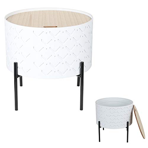 Home Deco Factory Gemusterter Beistelltisch aus Holz, Weiß