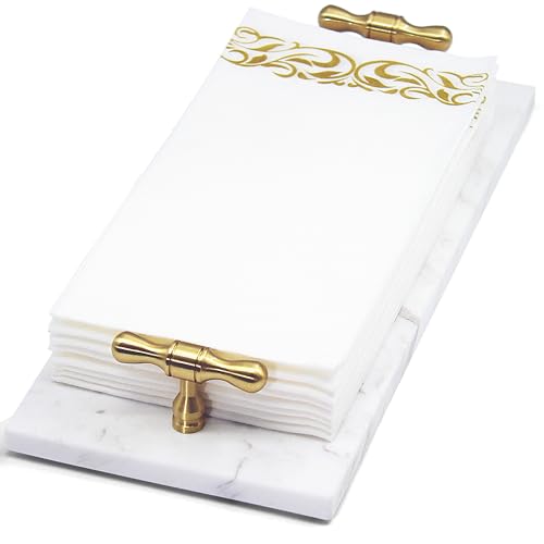 Bandeja para servilletas de mármol en baños de invitados elegantes 2