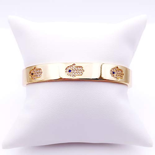 Leslie Boules 18K Gold Plated Hamsa Hand Cuff Bracelet For Women Lucky & Protection Jewelry For Her #TOP1