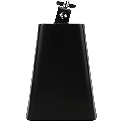 7 Inch Black Metal Cowbell, Percussion Instrument, Rustproof Cattle Bell for Salsa Latin Music, Full Iron Construction with 10mm Mounting Hole, Professional Grade Cowbell