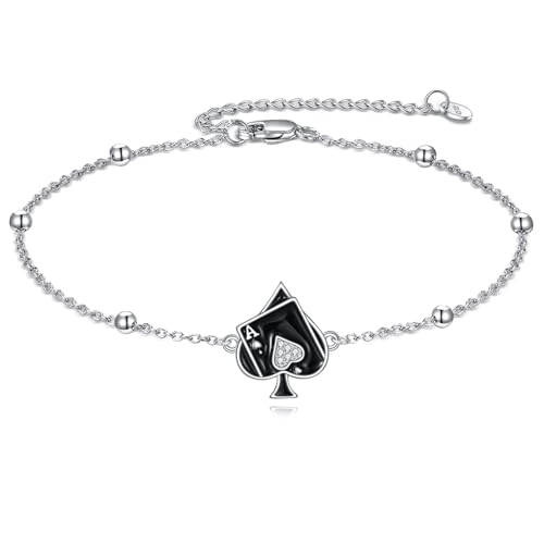 Ace of Spades Bracelet for Women 925 Sterling Silver Poker Ace Bracelet Playing Card Jewelry Gifts