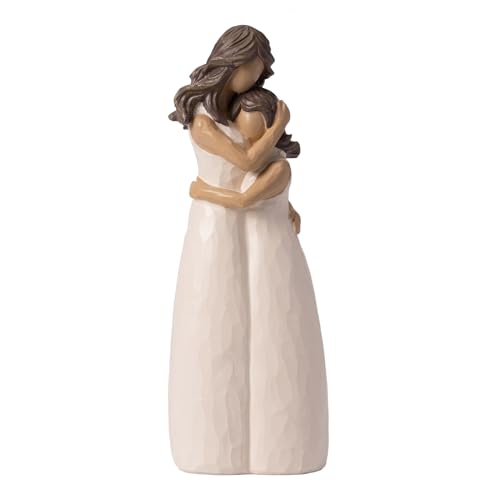 BUTILIVEEN Resin Mother Daughter Figurines, Hugging Mother and Daughter Figurine Statues, Gifts for Daughter from Mom, Home Bedroom Living Room Tabletop Shelf Decor