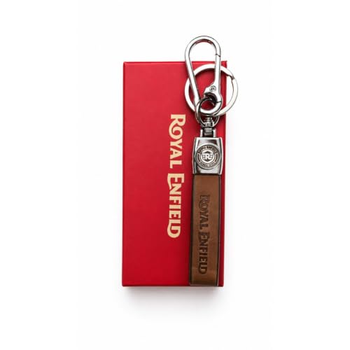 Image of Leather Strap Keychain, Embossed Logo Design, Durable Premium Key Ring for Bike Lovers & Gift Use