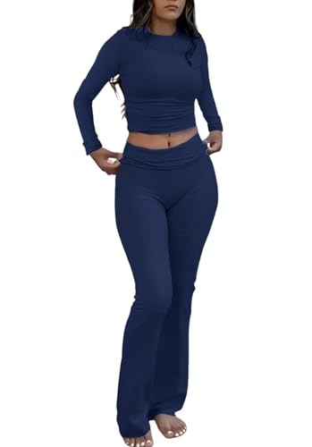 Ensemble d'entraînement deux pièces ZFLM avec legging évasé et haut à manches longues