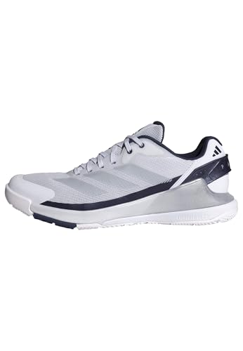 adidas �����Y Crazyquick Padel, �z���C�g/�V���o�[���^���b�N/�_�[�N�u���[�B, 25.0 cm