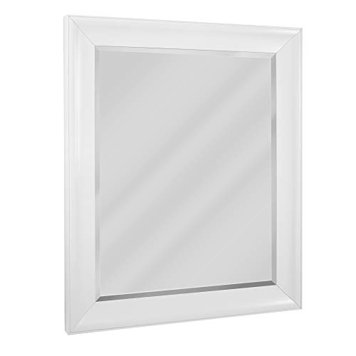 Head West Contemporary Glossy White Framed Beveled Accent Wall Vanity Mirror - 27.5 X 33.5 #TOP15