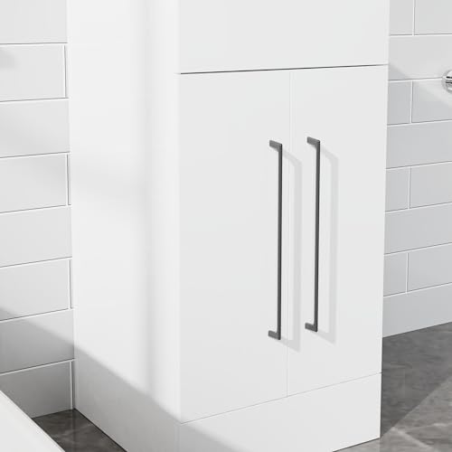 Homecart 16” Small Bathroom Vanity Single Sink, Freestanding Modern Bathroom Cabinet with White Drop in Sink, 2 Doors Wood Storage Cabinet, White - Thumbnail 5
