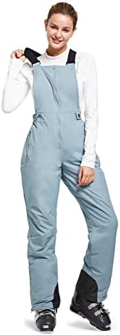 BALEAF Women's Insulated Waterproof Ski Bib Overalls Snow Windproof Snowboarding Pant Grey Size XL