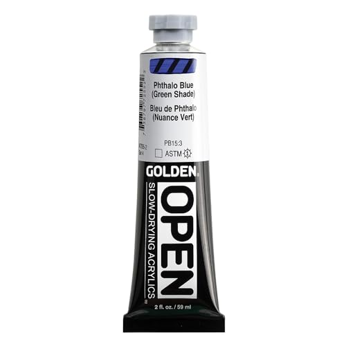 OPEN Slow-Drying Acrylics by GOLDEN, Phthalo Blue/G.S., 2 fl oz. tube, Professional Acrylic Paint, Transparent
