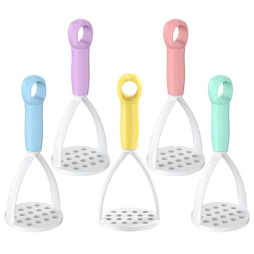 BESPORTBLE Lot de 5 Presse-purées Manuels pour Pommes de Terre, Outil de Broyage Réutilisable en Plastique Coloré, Presse-fruits Compact Cuisine et Préparation D’aliments Bébé