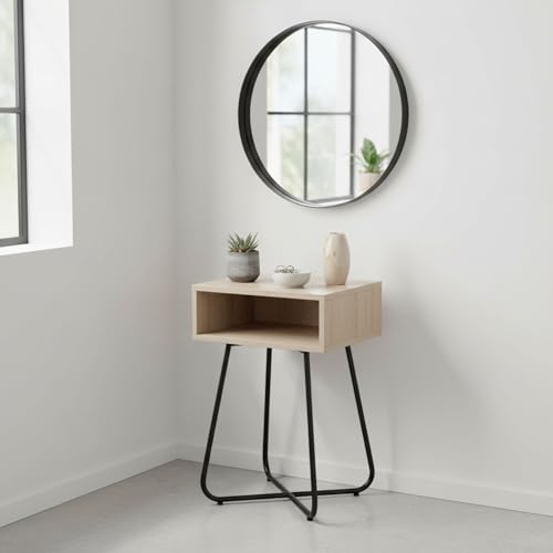 INDE MOBLEKIT | Table de Chevet 40x34x60 cm sans Tiroir, Table d'Appoint Moderne en Bois et Métal Noir, Chevet Chambre ou Salon, Tables de Nuit Style...