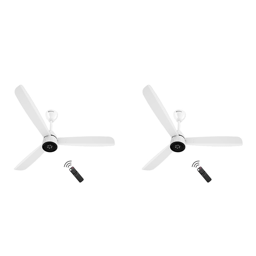 atomberg Renesa Enzel 1200mm BLDC Ceiling Fan with Remote Control | BEE 5 star Rated Energy Efficient Ceiling Fan | High Air Delivery with LED Indicators | 1+1 Year Warranty (Gloss White) (Pack of 2)