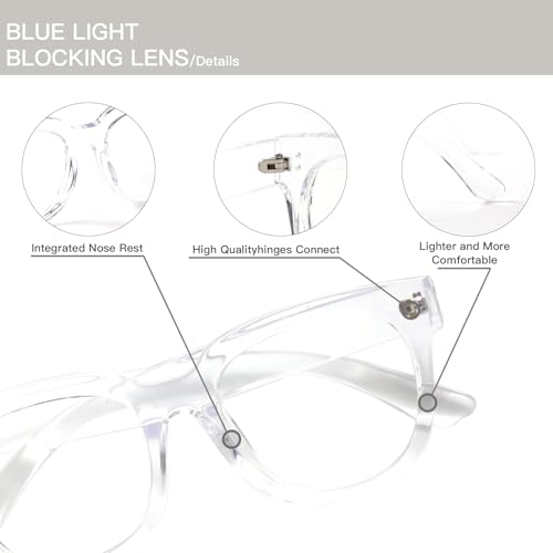 Image of Women Blue Light Glasses,Oversize Rectangular Cute Frames, Anti Eyestrain & UV Protection Computer Eyeglasses Eva