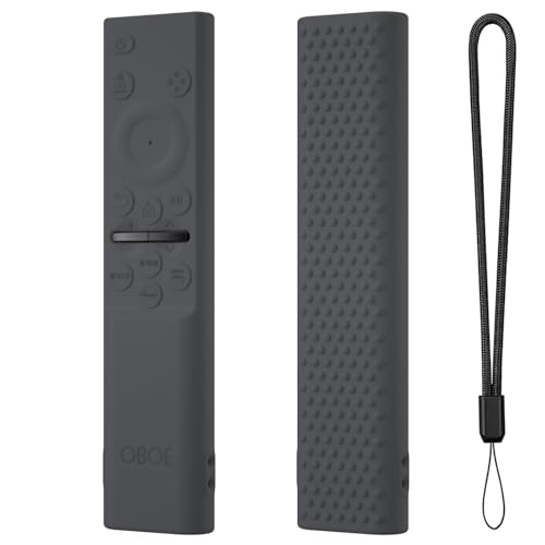 Image of OBOE Silicone Tv Remote Cover for Samsung Smart Tv Remote, H-Dark Grey | Compatible with Samsung QLED TV Remote BN59-01311; Full Wrap Protective Case with Loop, Remote Not Included