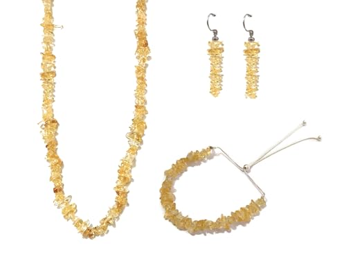 Juego de joyas de citrino en plata de ley: un regalo inolvidable de collar, pulsera y pendientes