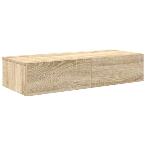 vidaXL Étagère Murale avec tiroirs chêne Sonoma Bois d'ingénierie, étagère Murale avec Armoire, Meuble de Rangement Mural, Armoire de Rangement Flottante