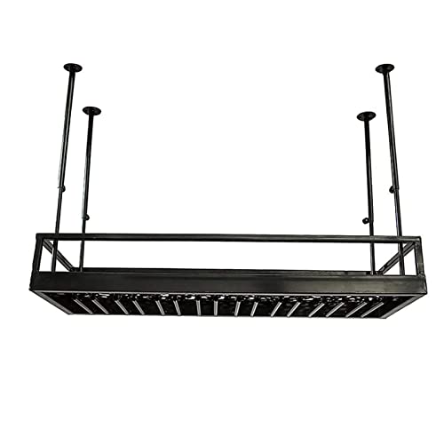 Support à verres à vin industriel avec rails de suspension réglables au plafond
