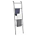 UOMIO 5-Tier Towel Ladder Shelf, Space Saving Free Standing Towel Rail, Decorative Leaning Blanket Ladder Shelf, Towel Rack Holder Stand for Bathroom Bedroom Living room, Rustic Black