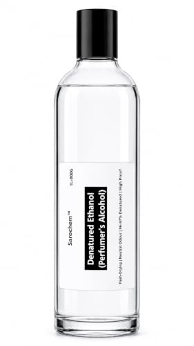 Image of Sarochem Perfume Grade Specially Denatured Ethanol (Perfumer's Alcohol) - Grain Derived ,95% to 96% Denatured & High Proof | Neutral Odour | Ideal Evaporation | Excellent Solvency & Compatibility with Inspired Oils & Most Fragrance Oils Perfect for Perfume, Cologne, Body Mist, Room Spray , Roll On Attars 500ML=400G