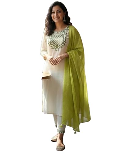Kurta pantalon coton femme ensemble ethnique brodé avec dupatta