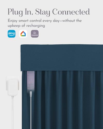 Image of Graywind Motorized Curtains with Track, Room Darkening Smart Curtains, Hardwired Curtains Compatible with Alexa Google Home Remote Control for Large Windows, Custom Drapes Up to 220 inch, Echo (Navy)