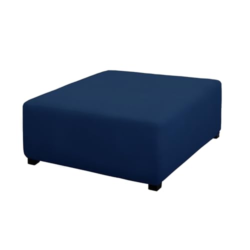 Image of PureFit Super Stretch Form Fit Square Ottoman Cover Rectangle - Ottoman Slipcovers for Foot Stool & Folding Storage Furniture for Living Room with Nonslip Elastic Bottom (Medium-XL, Navy)
