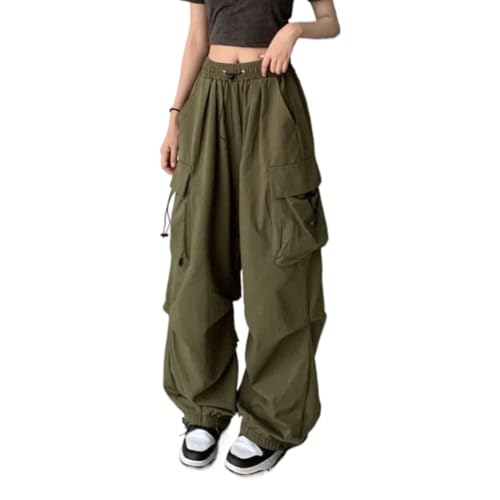 Women Cargo Pants Baggy Y2K Clothing Multi Pockets High Waist Loose Straight Leg Pants Vintage Grunge Aesthetic Clothes