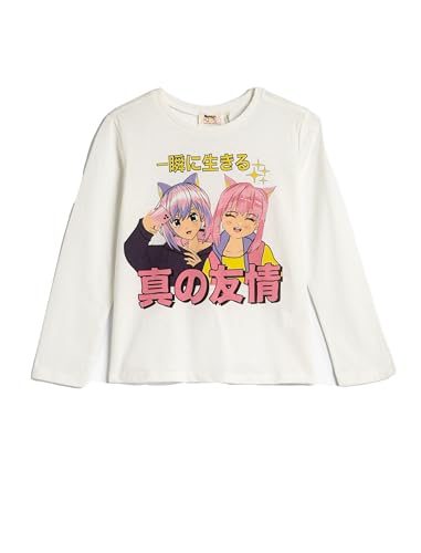 T-shirt anime Koton en coton à manches longues et col rond pour fille